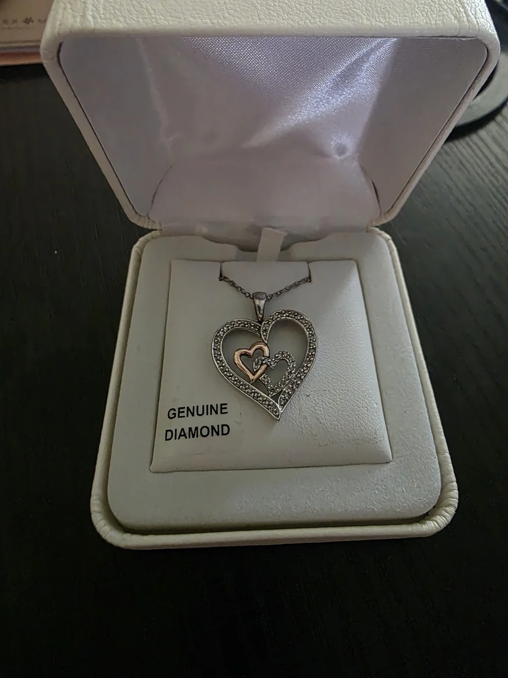 Kohl's Silver and Rose Gold Double Heart Pendant Necklace